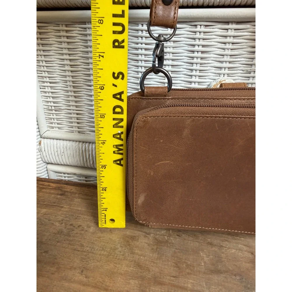 Brown Leather Concealed Carry Crossbody Bag Studded Western CCW Purse Brown - Picture 5 of 10